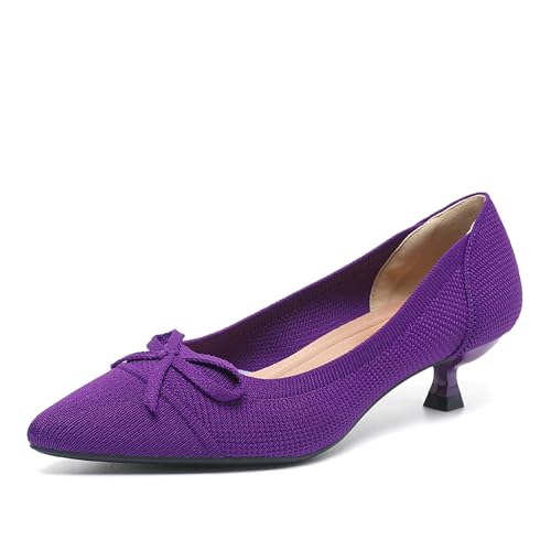 SWDZM Frauen Französisch Temperament gestrickt Bogen Fein hochhackige Schuhe,Violett,EU 37.5 SWDZM Frauen Französisch Temperament gestrickt Bogen Fein hochhackige Schuhe,Violett,EU 37.5 von SWDZM