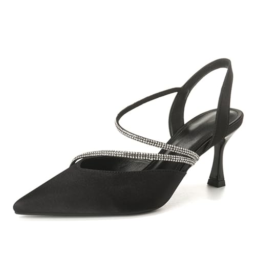 SWDZM Frauen Spitze kleine Parfüm Stil Strass Baotou feine hochhackige Sandalen,Schwarz,EU 38.5 SWDZM Frauen Spitze kleine Parfüm Stil Strass Baotou feine hochhackige Sandalen,Schwarz,EU 38.5 von SWDZM