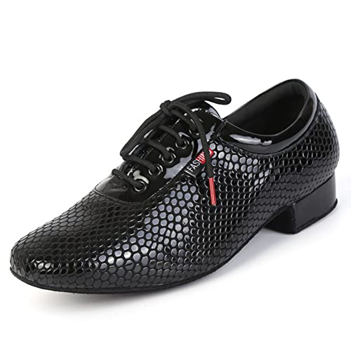 SWDZM Herren Tanzschuhe Standard und Latein Salsa Tango Modern Jazz Ballsaal Mit Niedriger 2.5cm,401SPW,Schwarz,Wildleder,40 EU von SWDZM