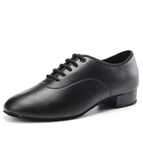 SWDZM Herren Tanzschuhe Standard und Latein Salsa Tango Modern Jazz Ballsaal Mit Niedriger 2.5cm,707B,Schwarz,Wildleder,37 EU von SWDZM