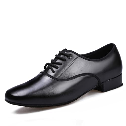 SWDZM Herren Tanzschuhe Standard und Latein Salsa Tango Modern Jazz Ballsaal Mit Niedriger 2.5cm,LHD,Schwarz,Wildleder,44 EU von SWDZM