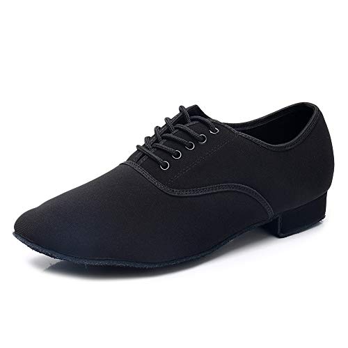 SWDZM Herren Tanzschuhe Standard und Latein Salsa Tango Modern Jazz Ballsaal Mit Niedriger 2.5cm,M2,Schwarz,Wildleder,43 EU von SWDZM
