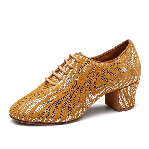 SWDZM Pailletten Tanzschuhe Damen Latein Geschlossen mit Schnüren Salsa Moderne Tanzschuhe Geteilte Sohle,Gelb,Ferse 5cm,Geteilte Wildledersohle,37EU SWDZM Pailletten Tanzschuhe Damen Latein Geschlossen mit Schnüren Salsa Moderne Tanzschuhe Geteilte Sohle,Gelb,Ferse 5cm,Geteilte Wildledersohle,37EU von SWDZM