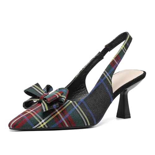 SWDZM Plaid Bunte Schleife Hundert Gemischte Riemen Hochhackige Einzelne Schuhe,Schwarz,EU 38 SWDZM Plaid Bunte Schleife Hundert Gemischte Riemen Hochhackige Einzelne Schuhe,Schwarz,EU 38 von SWDZM