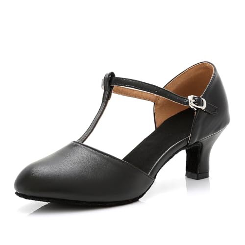 SWDZM Tanzschuhe Damen Geschlossen Latin Salsa Ankle T-Strap Tango Pumps,Schwarz,Ferse 5cm,Velourleder,39EU SWDZM Tanzschuhe Damen Geschlossen Latin Salsa Ankle T-Strap Tango Pumps,Schwarz,Ferse 5cm,Velourleder,39EU von SWDZM