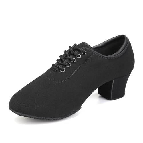 SWDZM Tanzschuhe Damen Latein Geschlossen Salsa Jazz Moderne Ballsaal Leistung Schuhe Trainingsschuhe,Schwarz,Ferse 5cm,Geteilte Wildledersohle,40EU von SWDZM