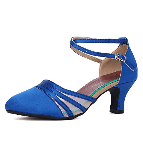 SWDZM Tanzschuhe Damen Latein Geschlossen Satin Bequem Salsa Tango Walzer Character Gesellschaftstanzschuhe,DY302,Blau,Ferse 5.5cm,Gummisohle,EU 37.5 SWDZM Tanzschuhe Damen Latein Geschlossen Satin Bequem Salsa Tango Walzer Character Gesellschaftstanzschuhe,DY302,Blau,Ferse 5.5cm,Gummisohle,EU 37.5 von SWDZM