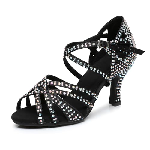 SWDZM Tanzschuhe Damen Latein Glitzer Salsa Übung Tanzschuhe,Schwarz,EU 36 von SWDZM
