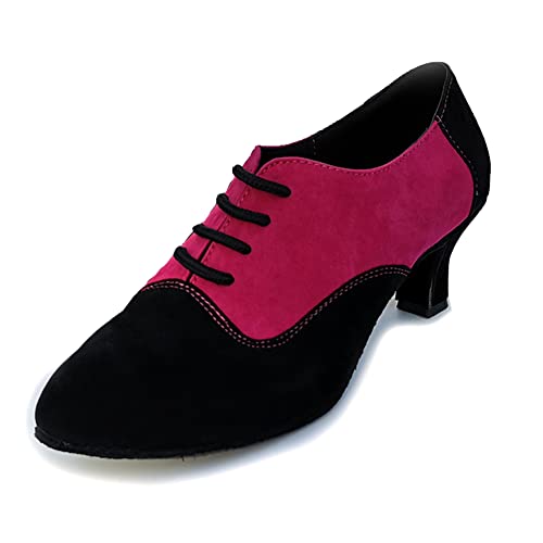 SWDZM Tanzschuhe Damen Latein Schnüren Geschlossene Salsa Tango Moderne Jazz Ballsaal Leistung Schuhe Trainingsschuhe,305,Ferse-5CM,Rose,40EU von SWDZM