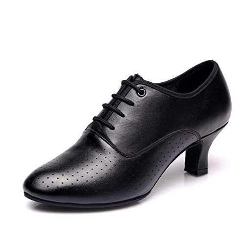 SWDZM Tanzschuhe Damen Latein Schnüren Geschlossene Salsa Tango Moderne Jazz Ballsaal Leistung Schuhe Trainingsschuhe,JT-T2,Ferse-5CM,Schwarz,34EU von SWDZM