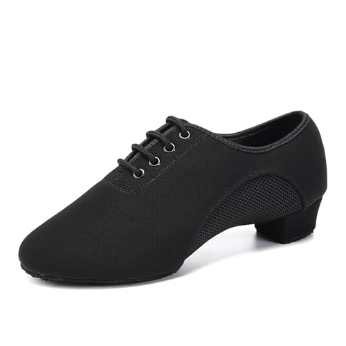 SWDZM Tanzschuhe Damen Latein Schnüren Geschlossene Salsa Tango Moderne Jazz Ballsaal Leistung Schuhe Trainingsschuhe,MF2805,Ferse-3.5cm,Schwarz,39EU von SWDZM