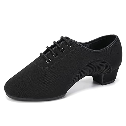 SWDZM Tanzschuhe Damen Latein Schnüren Geschlossene Salsa Tango Moderne Jazz Ballsaal Leistung Schuhe Trainingsschuhe,MF2805,Ferse-3.5cm,Schwarz,43EU von SWDZM