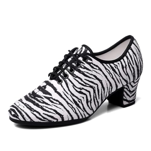 SWDZM Tanzschuhe Damen Latein Schnüren Geschlossene Salsa Tango Moderne Jazz Ballsaal Leistung Schuhe Trainingsschuhe,WP0080,Ferse-3.5cm,Weiß,38 EU von SWDZM
