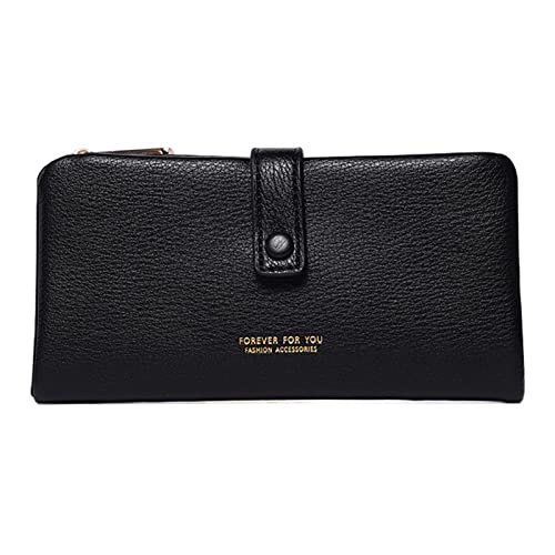 SWECOMZE Geldbörse Damen, Portemonnaie Damen PU-Leder Geldbeutel für Frauen groß mit 22 Kartenfächern Women Wallet (Schwarz) von SWECOMZE