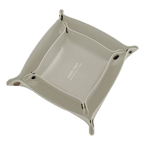 SWECOMZE Ledertablett, Key Tray, PU Leder Schmucktabletts, Männer Frauen Schlüssel Telefon Coin Change Organizer Box (Beige A.) von SWECOMZE