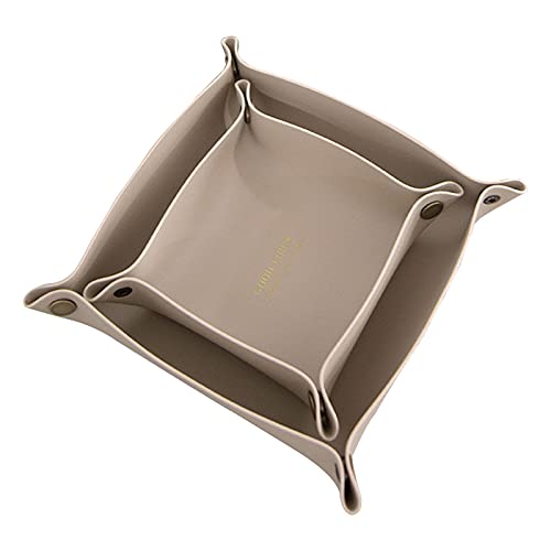 SWECOMZE Ledertablett, Key Tray, PU Leder Schmucktabletts, Männer Frauen Schlüssel Telefon Coin Change Organizer Box (Beige B.) von SWECOMZE