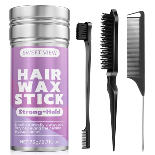 SWEET VIEW Haarwachs-Stick & Haarbürsten, glatte Flughaare, Frizz, elegante Pferdeschwänze, Dutt – Styling-Zubehör für Mädchen, Kinder von SWEET VIEW