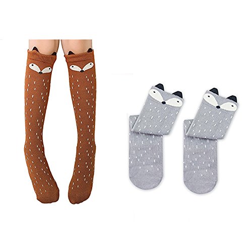 SWEETBB kleinkind Fuchs Kniestrümpfe-Set, nette lange Baumwolle Socken Set, von 1 bis 6 Jahre alt (4 bis 6 Jahre alt) von SWEETBB