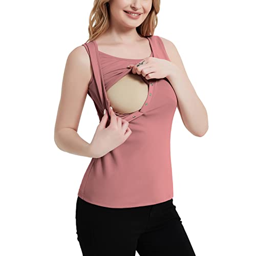 SWEETBUMP Still-Tanktops für Damen, U-Ausschnitt, ärmellos, Stillshirt, Rosenrot, Mittel von SWEETBUMP