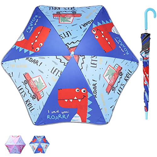 Regenschirm Kinder klein,Kleinkind Regenschirm Junge,Stockschirm Kindheit,Schultaschenschirm，Reflektierend mit Reflektoren,Robuster und stabiler Schirm mit abgerundeten Ecken verhindert Beschädigungen von SWEETIME