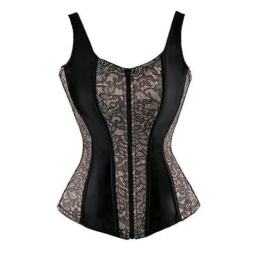 Bustier-Korsett-Oberteil Für Damen – Modische Damen-Gothic-Korsettweste, Burlesque-Überbrust-Korsett-Oberteil, Sexy Schultergurte, Spitze, Blumen-Reißverschluss-Korsetts Und Bustier In Üb von SWEPER