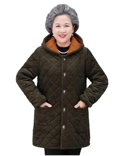 Damen Fleecejacke - Casual Plus Samt Verdicken Kapuzenmantel Frauen Mit Kapuze Mittleren Alters Mutter Winterjacke Baumwolle Gepolstert Oma Parkas, Stil A, 4Xl von SWEPER