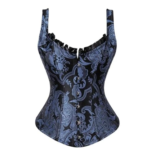 Damen Korsett - Korsett Top Weste Shaper Bustiers Korsetts Burlesque Dessous Vollbrustkorsett Vintage Gothic Kleidung Corsage Mittelalter Damen,Blau,L von SWEPER