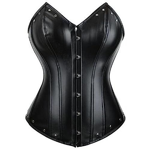 SWEPER Bustier-Korsett-Oberteil Für Damen – Modisches Lederkorsett &Amp; Bustier Top Plus Size Korselett Reißverschluss Taille Trainer Korsetts Body Shapewear Overbust Damen Steampunk,Schwarz,Xs von SWEPER