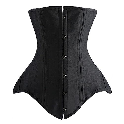 SWEPER Damen Bustier-Korsett-Oberteil – Stahl-Doppelstäbchen-Überbrust-Korsett mit Langem Oberkörper, Schwarz, XS von SWEPER