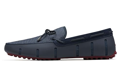 SWIMS Men's Braided Lace Loafer Driver Navy/Deep Red 9.5 M US von SWIMS