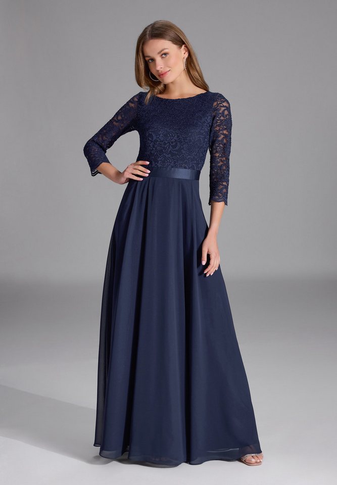 SWING Abendkleid - Abendkleid aus Spitze und Chiffon mit ¾ Arm Taillierte Passform mit ausgestelltem Rockteil von SWING