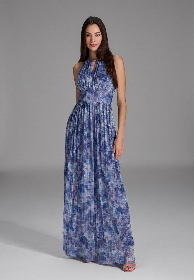 SWING Abendkleid - Abendkleid aus bedrucktem Plissee Jersey Taillierte Passform mit fließendem Rockteil von SWING