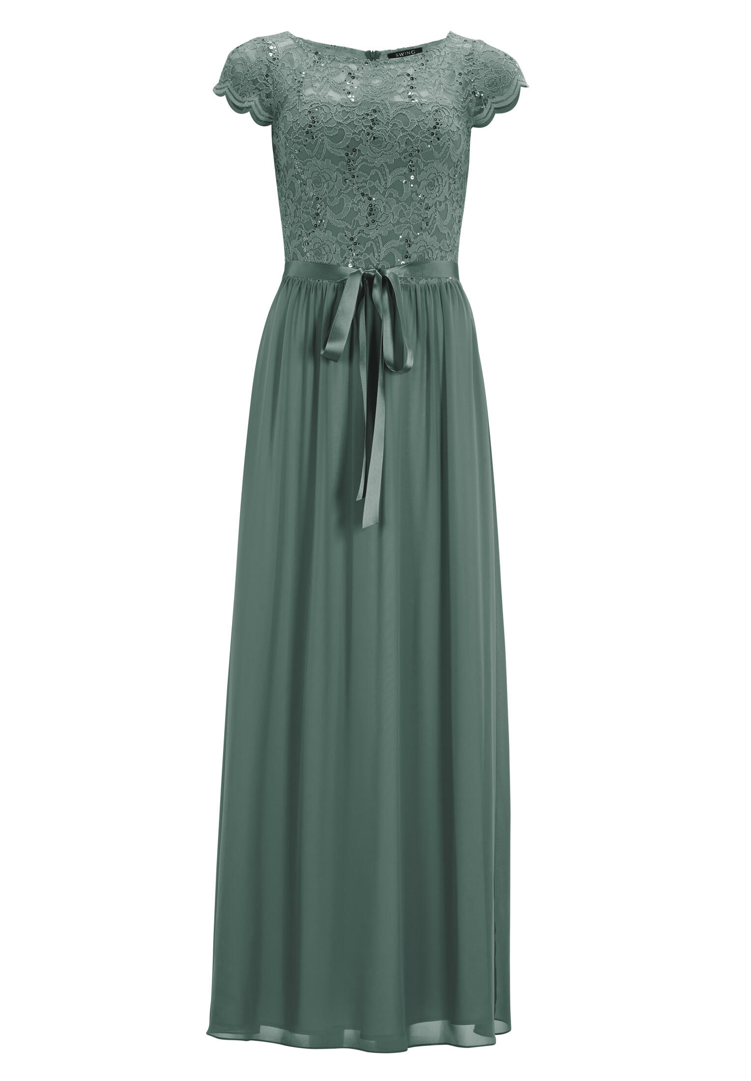 SWING - Abendkleid aus Chiffon mit paillettenbesetztem Spitzenoberteil deep slate - Gr. - 44 von SWING