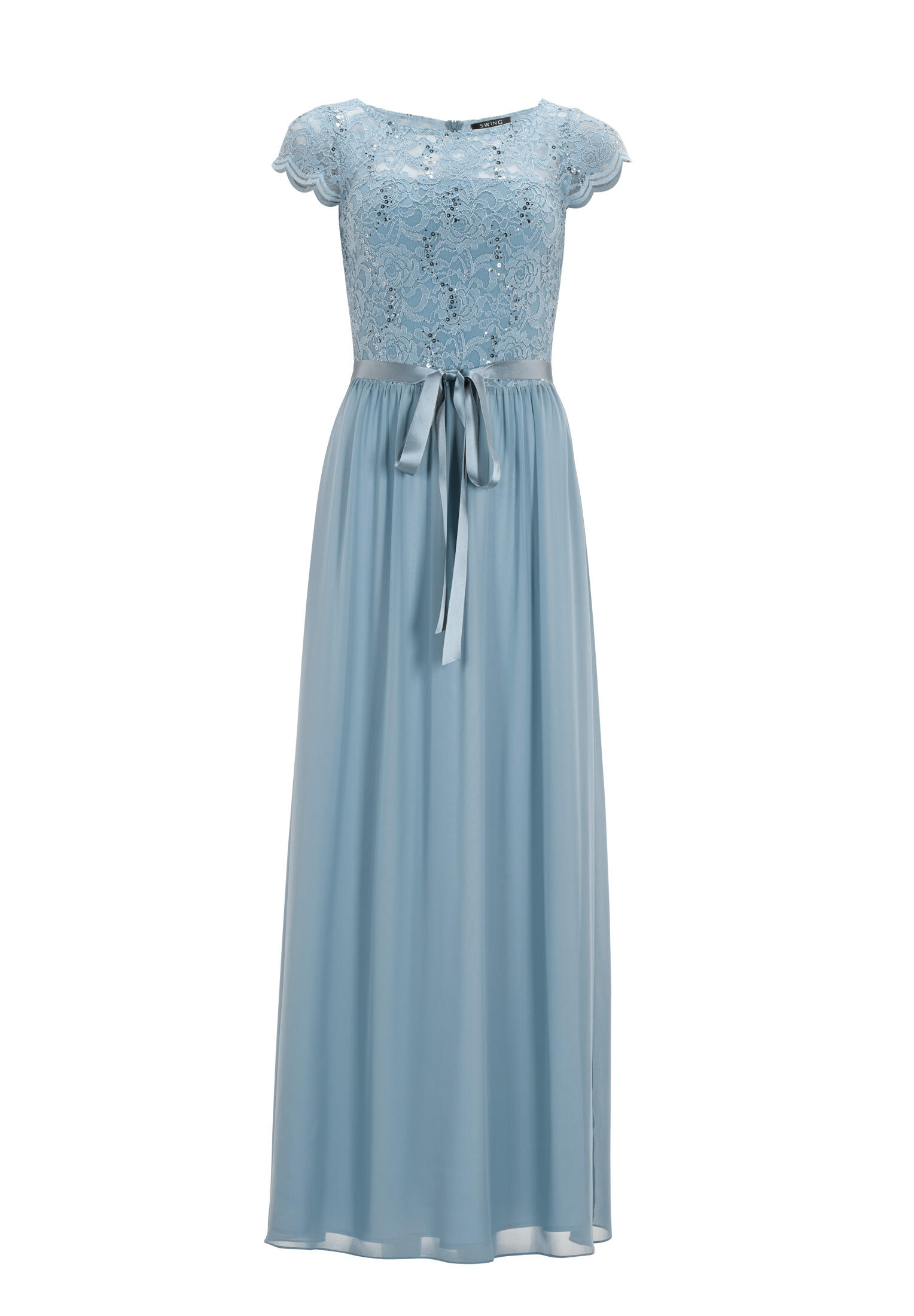 SWING - Abendkleid aus Chiffon mit paillettenbesetztem Spitzenoberteil indigo - Gr. - 46 von SWING