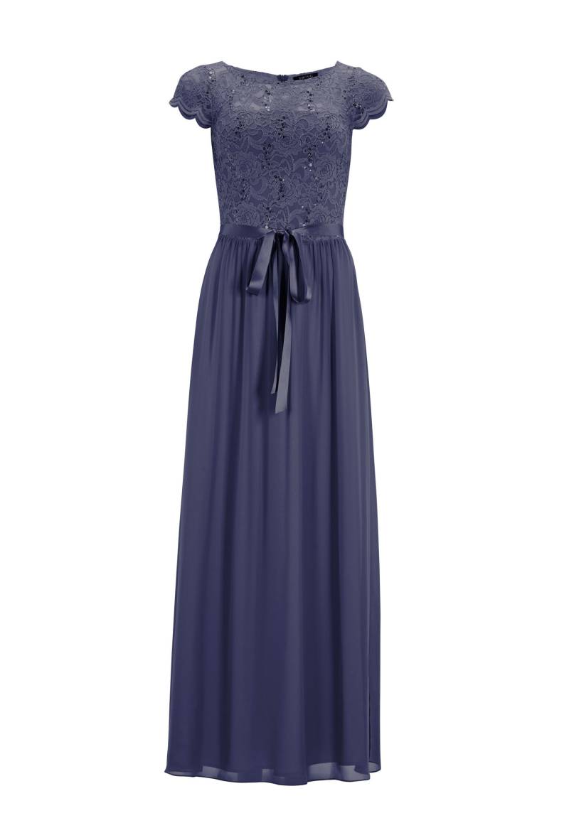 SWING - Abendkleid aus Chiffon mit paillettenbesetztem Spitzenoberteil navy - Gr. - 46 von SWING