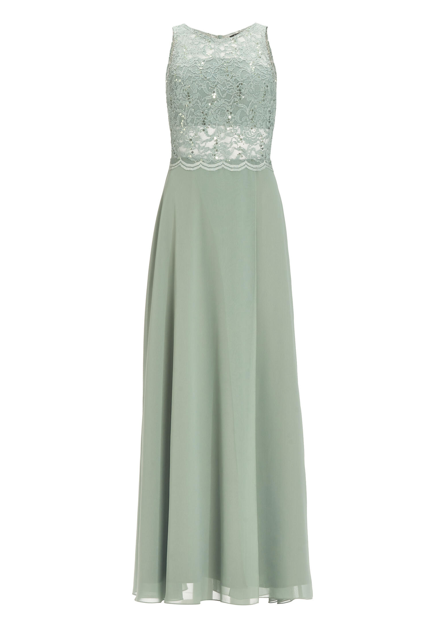 SWING - Abendkleid aus Chiffon mit transparentem Spitzenoberteil pistachio green - Gr. - 38 von SWING