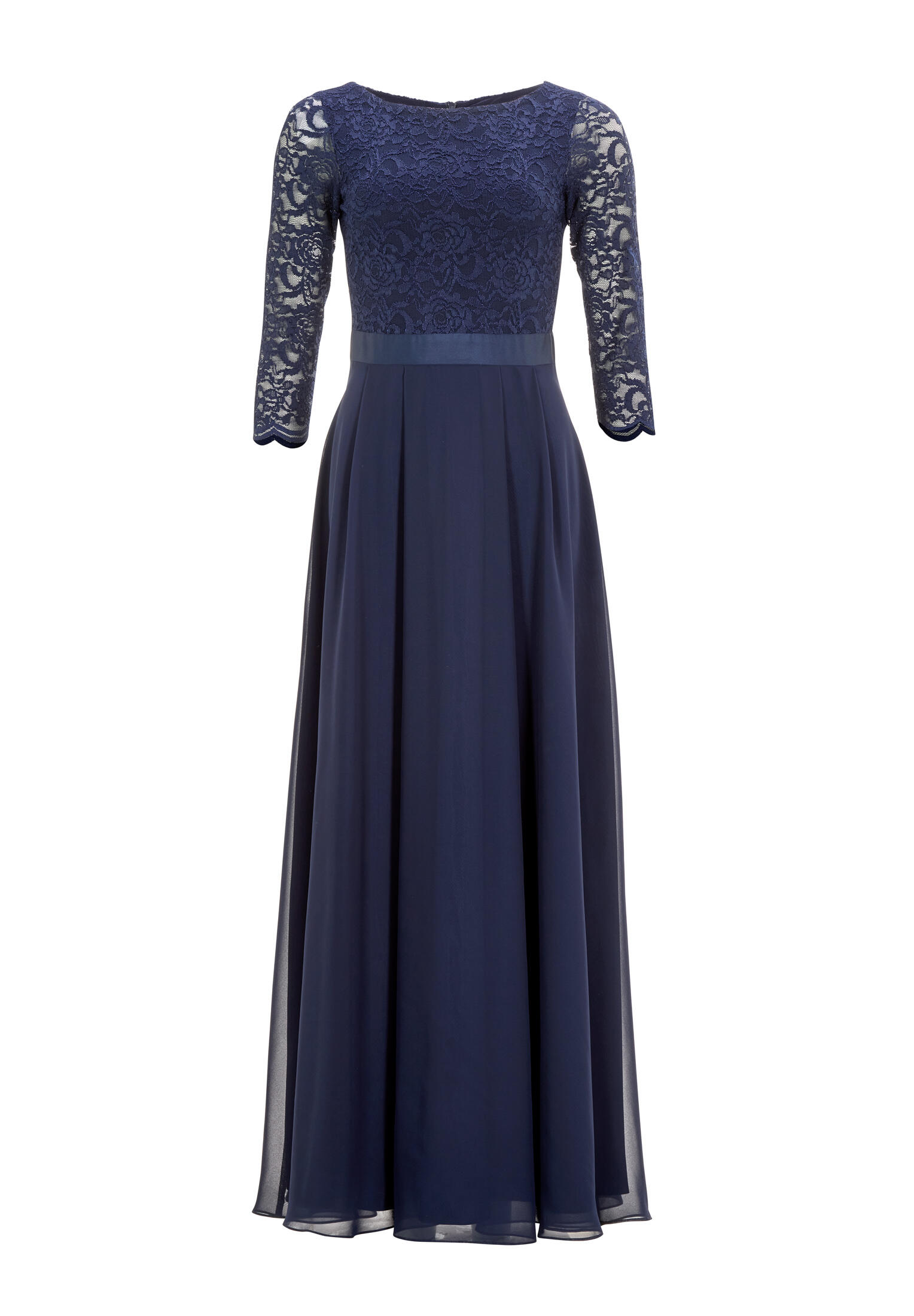 SWING - Abendkleid aus Spitze und Chiffon mit ¾ Arm navy - Gr. - 46 von SWING