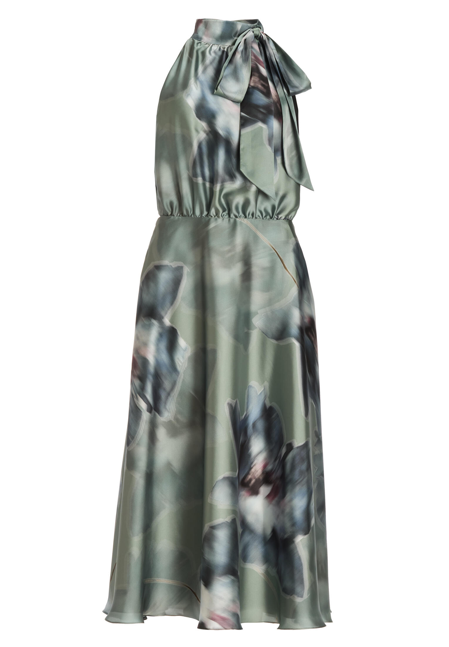 SWING - Bedrucktes Cocktailkleid mit Schluppe aus nachhaltigem Satin pistachio green / multi - Gr. - 44 von SWING