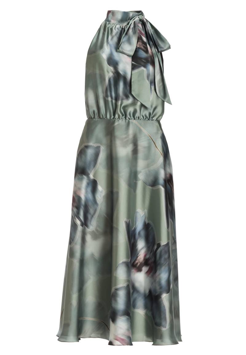 SWING - Bedrucktes Cocktailkleid mit Schluppe aus nachhaltigem Satin pistachio green / multi - Gr. - 44 von SWING