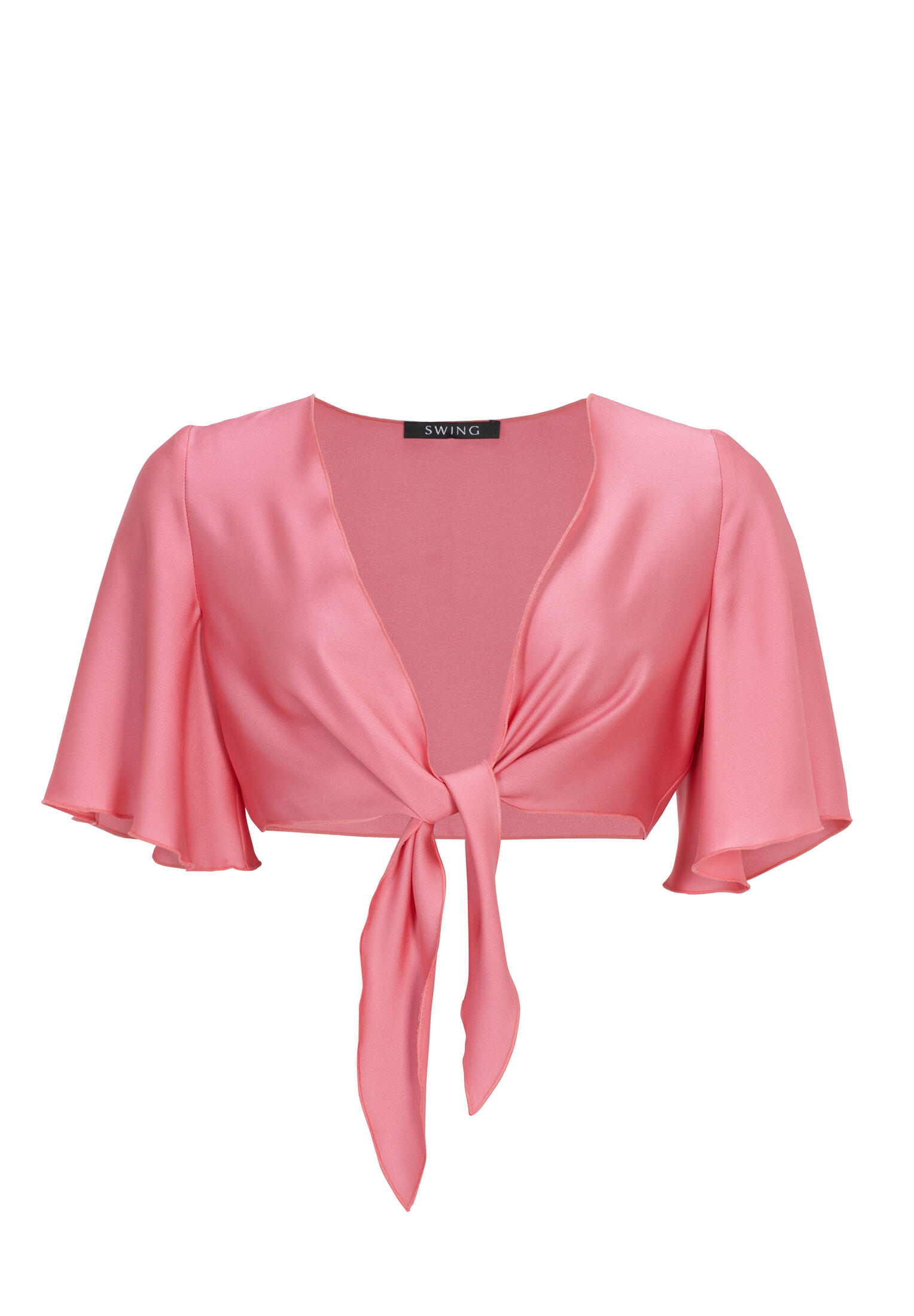 SWING - Bolero-Jacke aus nachhaltigem Satinchiffon melon pink - Gr. - 36 von SWING