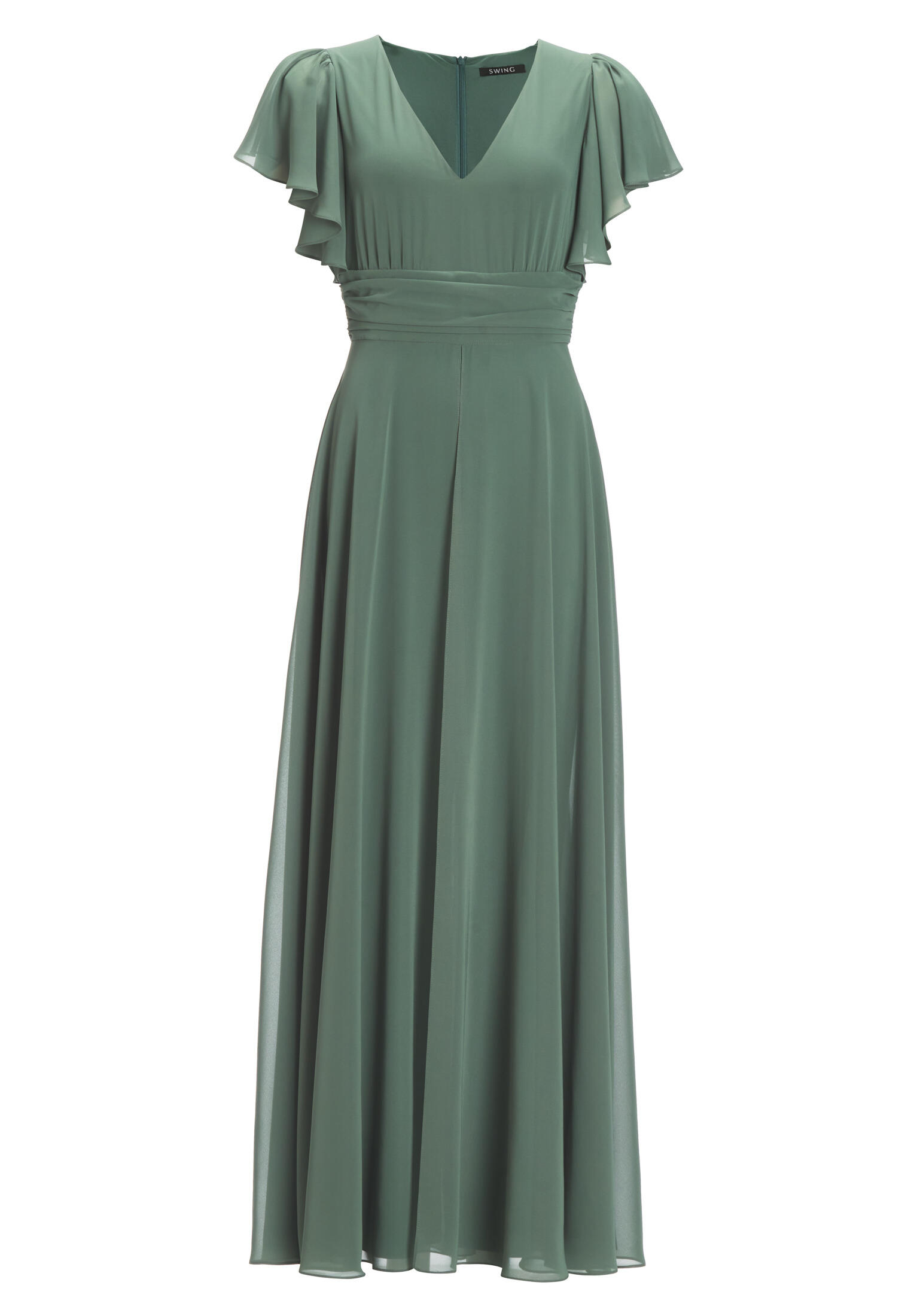 SWING - Chiffon Jumpsuit mit Überrock und Volantärmeln deep slate - Gr. - 42 von SWING