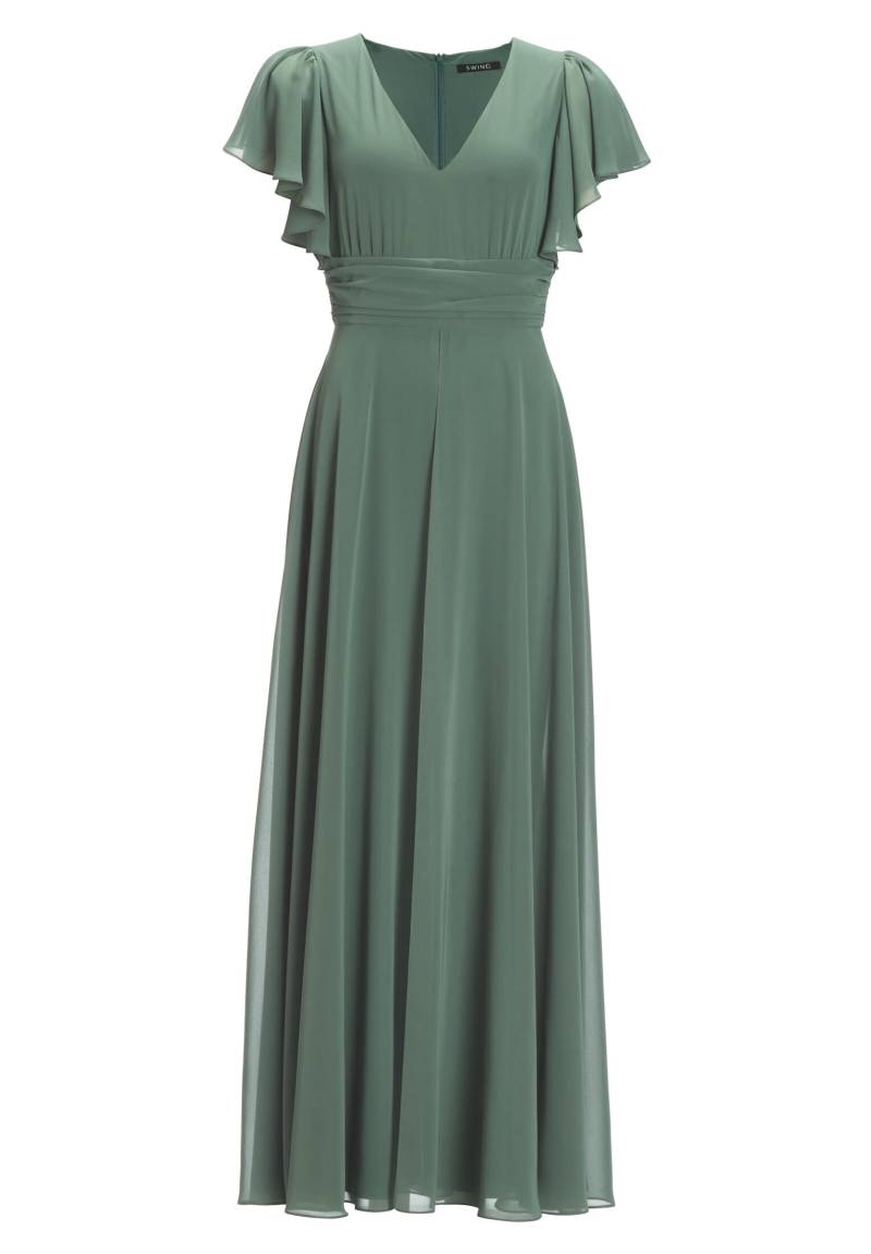 SWING - Chiffon Jumpsuit mit Überrock und Volantärmeln deep slate - Gr. - 42 von SWING