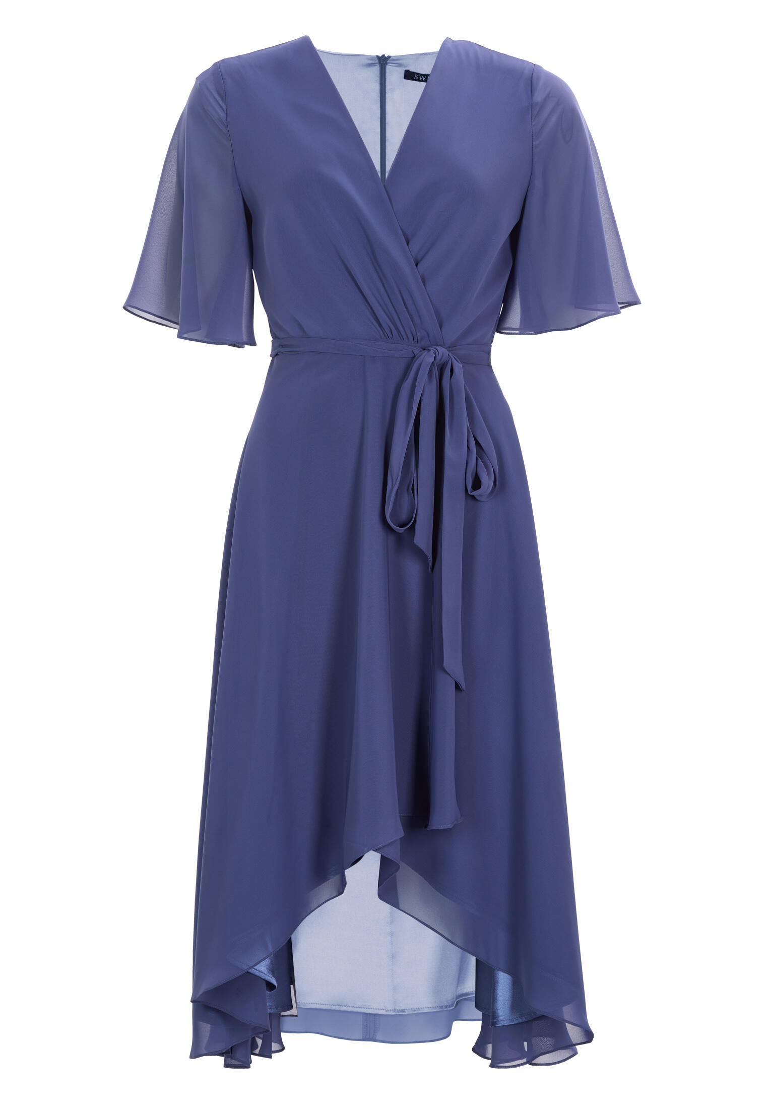 SWING - Chiffon Kleid in Wickel Optik mit Vokuhila Saum future blue - Gr. - 44 von SWING