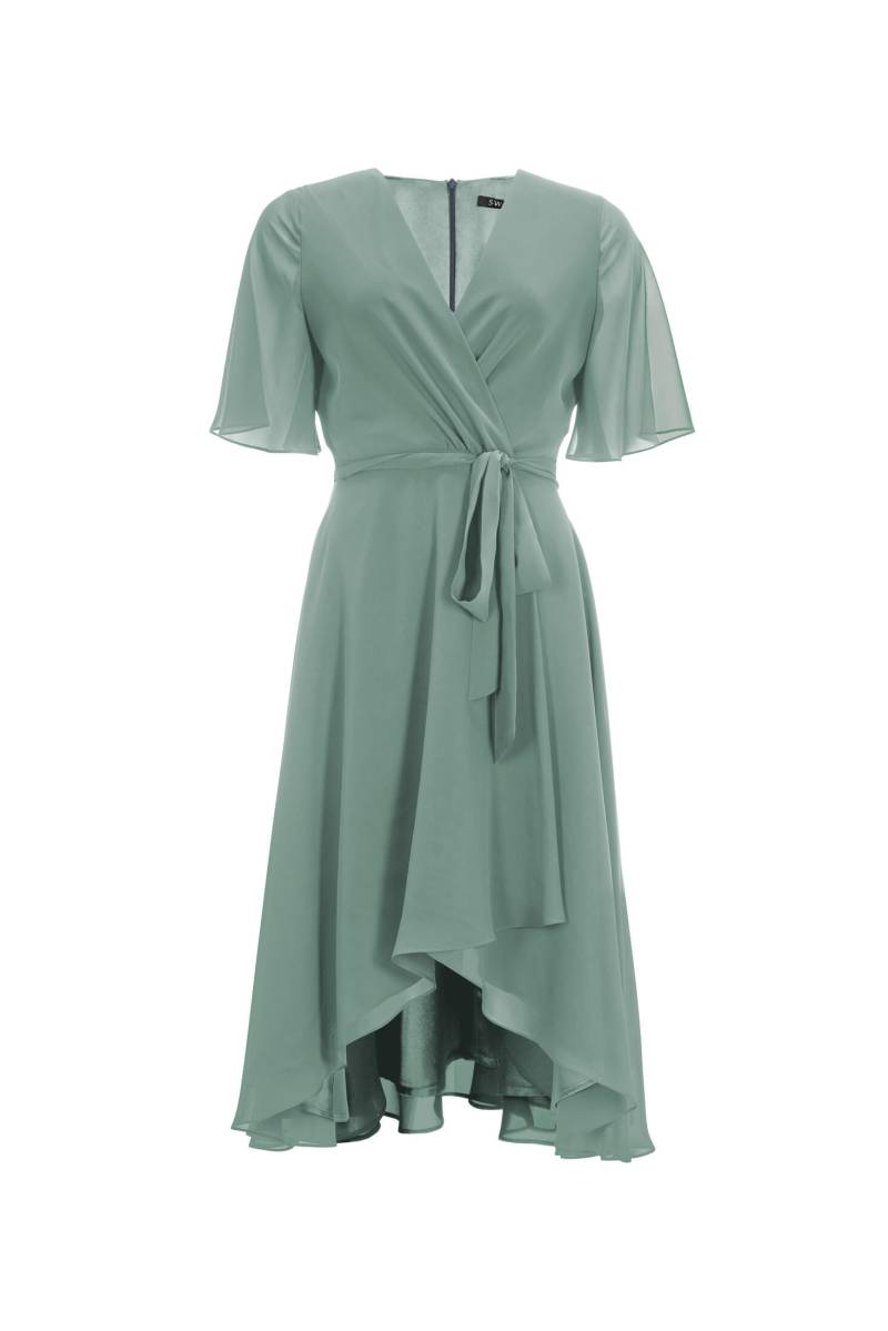 SWING - Chiffon Kleid in Wickel Optik mit Vokuhila Saum soft green - Gr. - 36 von SWING