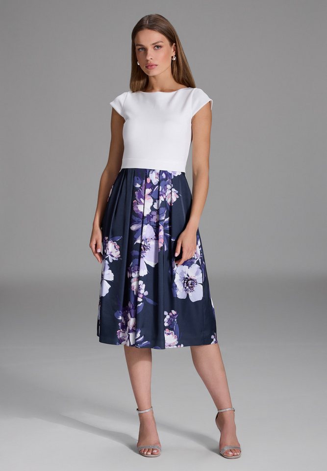 SWING Cocktailkleid - Cocktailkleid aus Material Mix Taillierter Schnitt mit ausgestelltem Rockteil von SWING