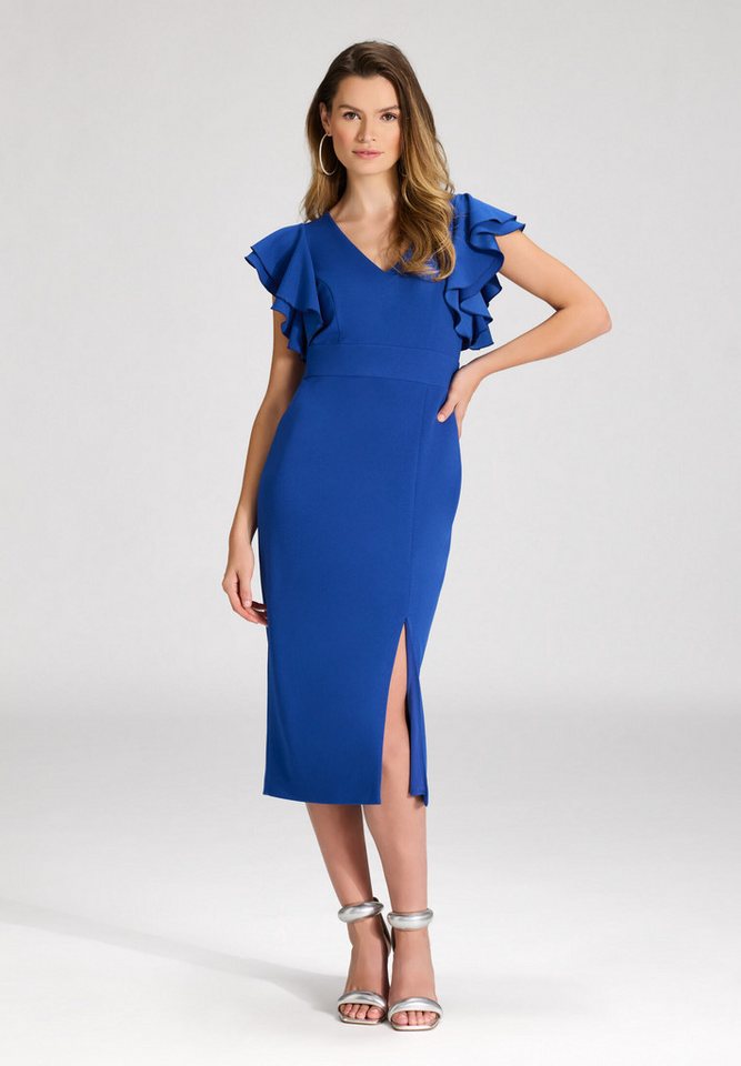 SWING Cocktailkleid - Etuikleid aus Crepe Jersey mit Volant Ärmeln Figurbetonte Passform von SWING