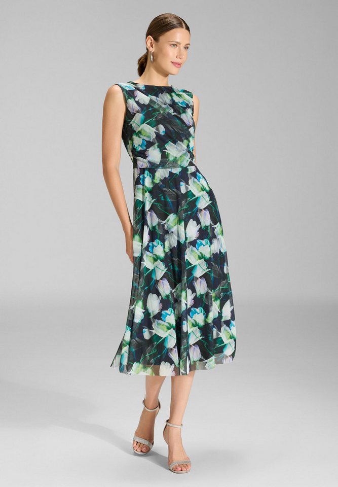 SWING Cocktailkleid - Kleid aus bedrucktem Mesh Taillierter Schnitt mit ausgestelltem Rockteil von SWING