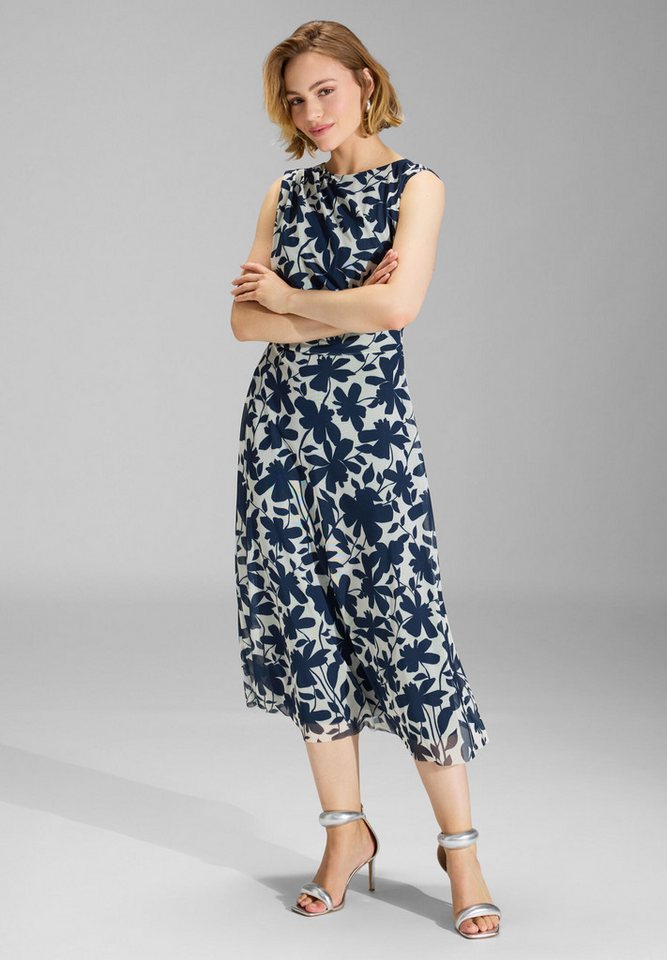 SWING Cocktailkleid - Midi Kleid aus weichem Mesh Taillierter Schnitt mit ausgestelltem Rockteil von SWING