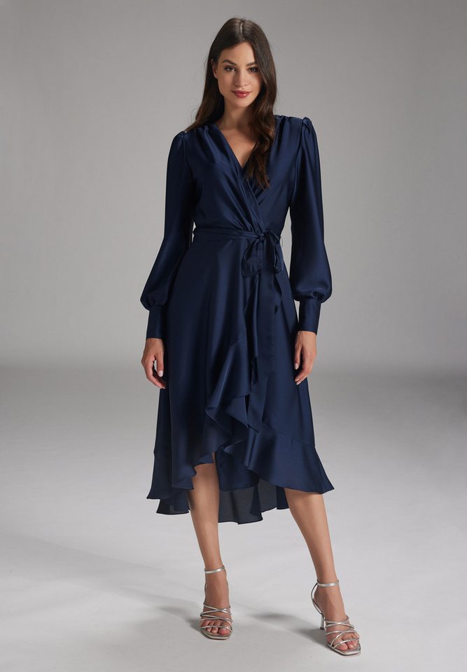 SWING Cocktailkleid - Vokuhila-Kleid mit blusigen Ärmeln Taillierter Schnitt mit ausgestelltem Rockteil von SWING