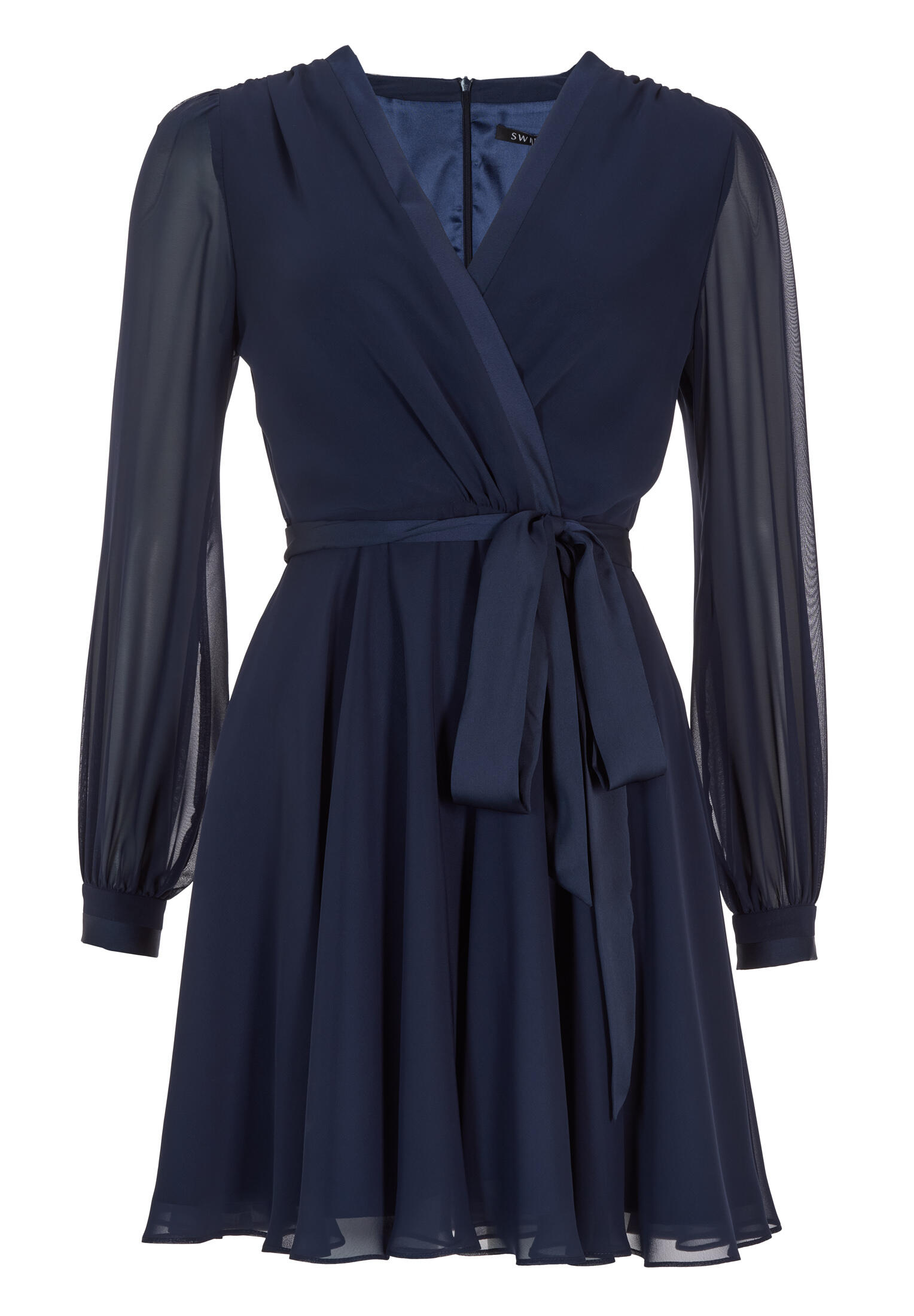 SWING - Cocktailkleid aus Chiffon mit Satin Kanten navy - Gr. - 42 von SWING